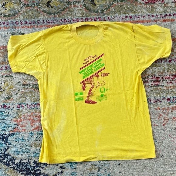 Vintage West Port Plaza 5K Run / Walk Against Cancer 1989 Screen Stars T-Shirt - Picture 1 of 11